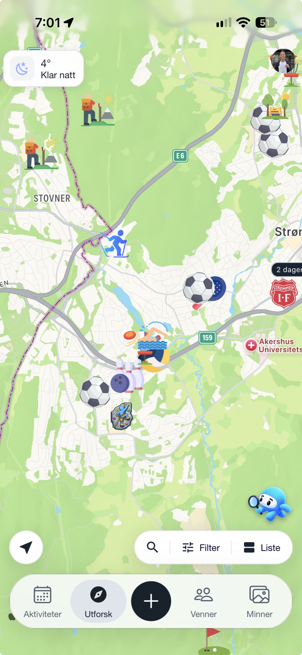 The Invi map with activities nearby